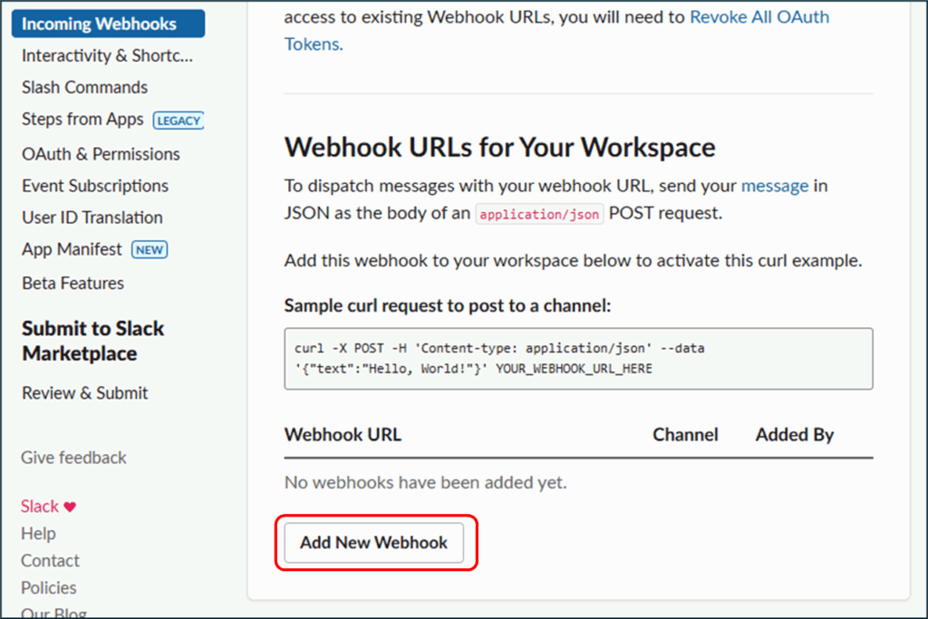 Webhook URLs for Your Workspace