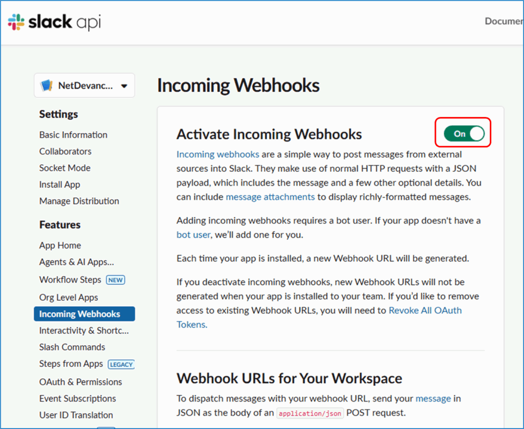 Incoming Wehooks